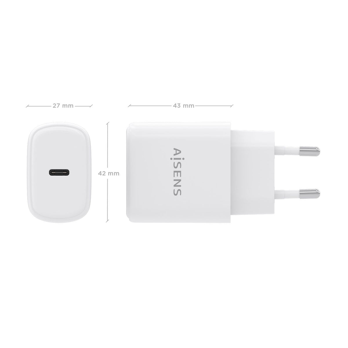 Cargador Pared AISENS GaN 1USB-C 30W Blanco (A110-0975)