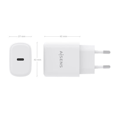 Cargador Pared AISENS GaN 1USB-C 30W Blanco (A110-0975)
