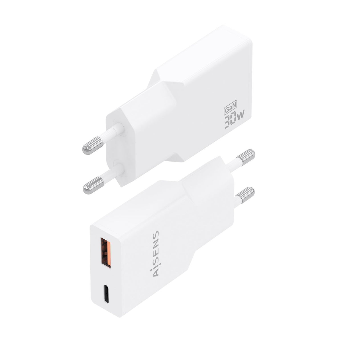 Cargador Pared AISENS GaN 30W USB-A/C Blanco(A110-1002)