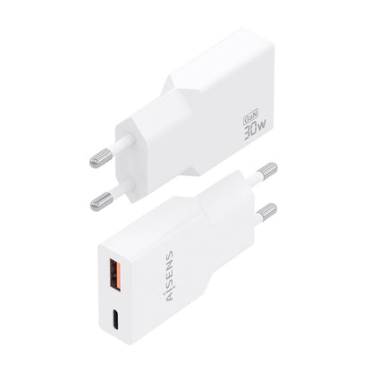 Cargador Pared AISENS GaN 30W USB-A/C Blanco(A110-1002)
