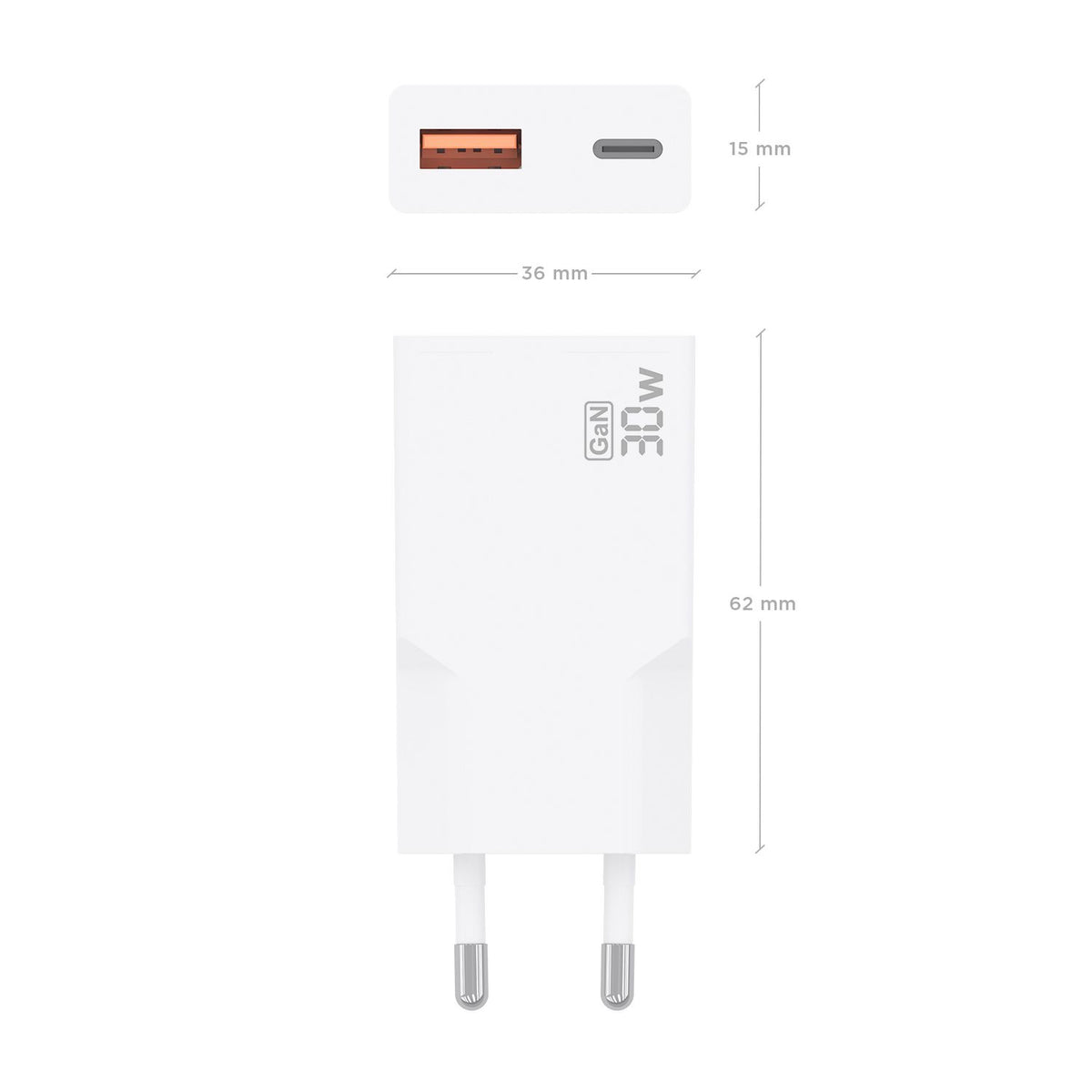 Cargador Pared AISENS GaN 30W USB-A/C Blanco(A110-1002)