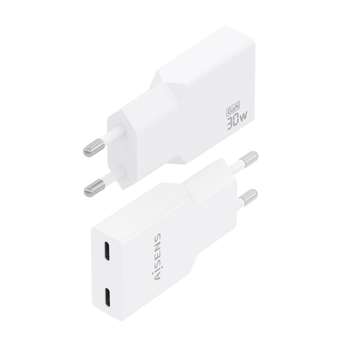 Cargador Pared AISENS GaN 30W 2USB-C Blanco (A110-1003)