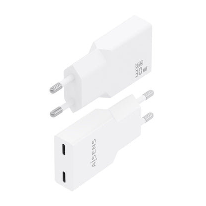 Cargador Pared AISENS GaN 30W 2USB-C Blanco (A110-1003)