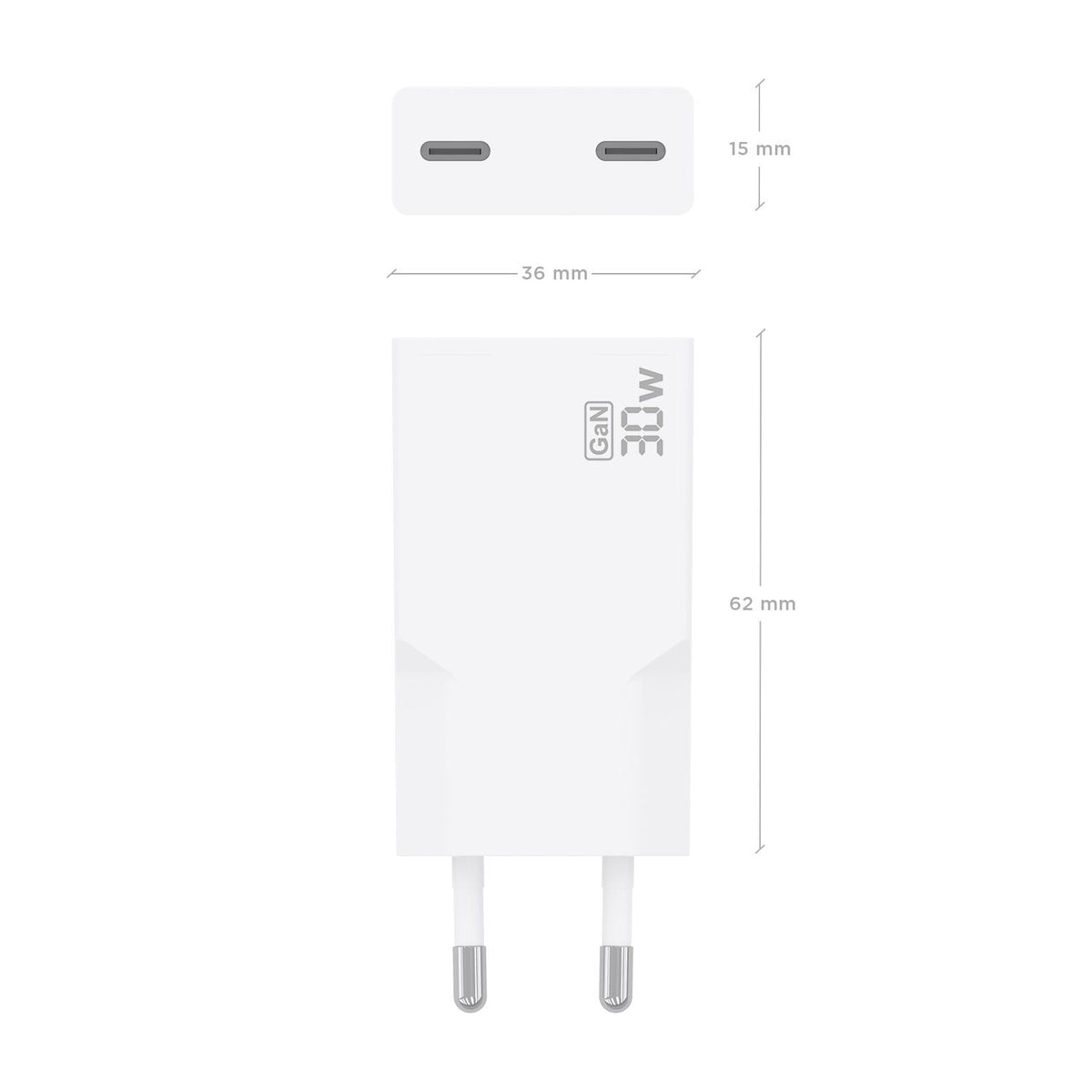 Cargador Pared AISENS GaN 30W 2USB-C Blanco (A110-1003)