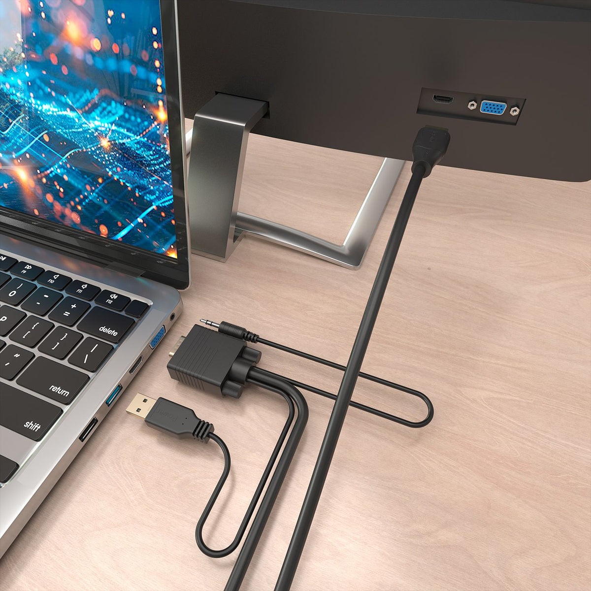 Conversor AISENS VGA+USB+3.5mm a HDMI 1.5m (A115-1008)