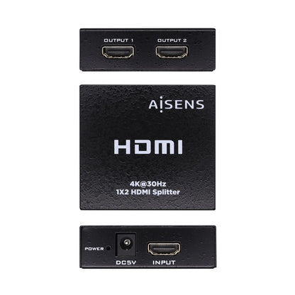 Splitter AISENS 4K UHD 3D 2xHDMI Out Negro (A123-0506)