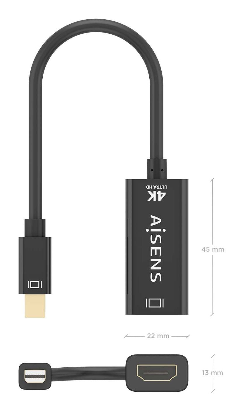 Cable AISENS Mini DP/M a HDMI/H 15cm Negro (A125-0904)