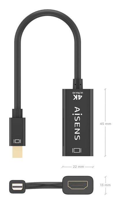 Cable AISENS Mini DP/M a HDMI/H 15cm Negro (A125-0904)
