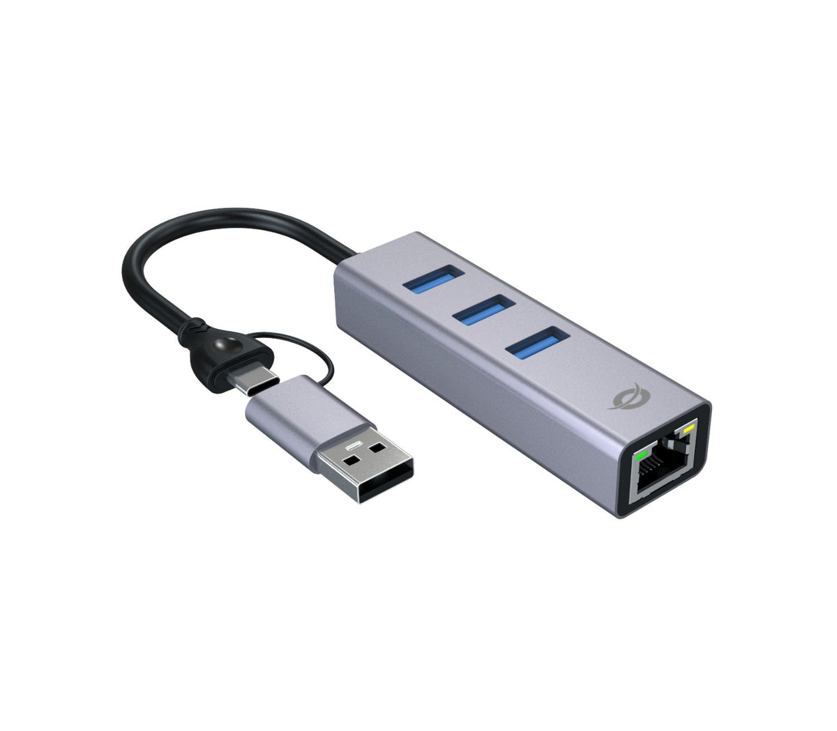 Adaptador CONCEPTRONIC USB-A/C a 3USB-A/1RJ45 (ABBY25G)