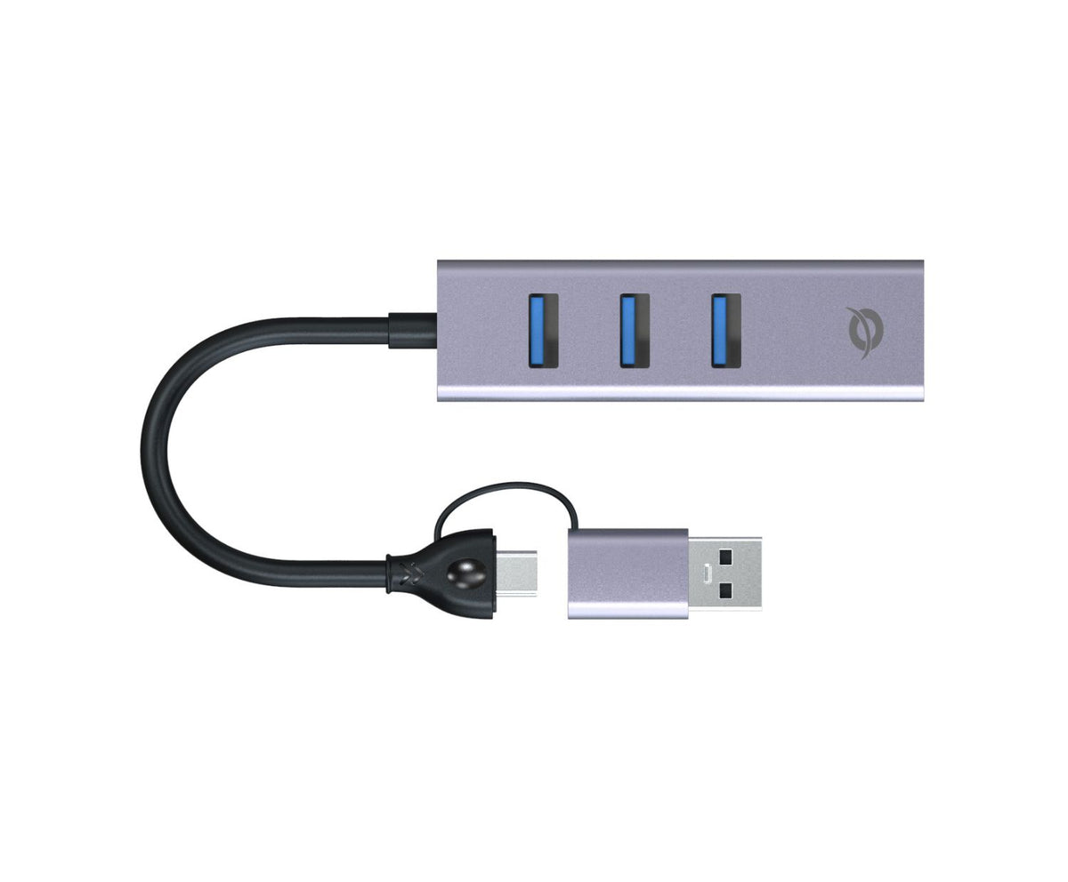Adaptador CONCEPTRONIC USB-A/C a 3USB-A/1RJ45 (ABBY25G)