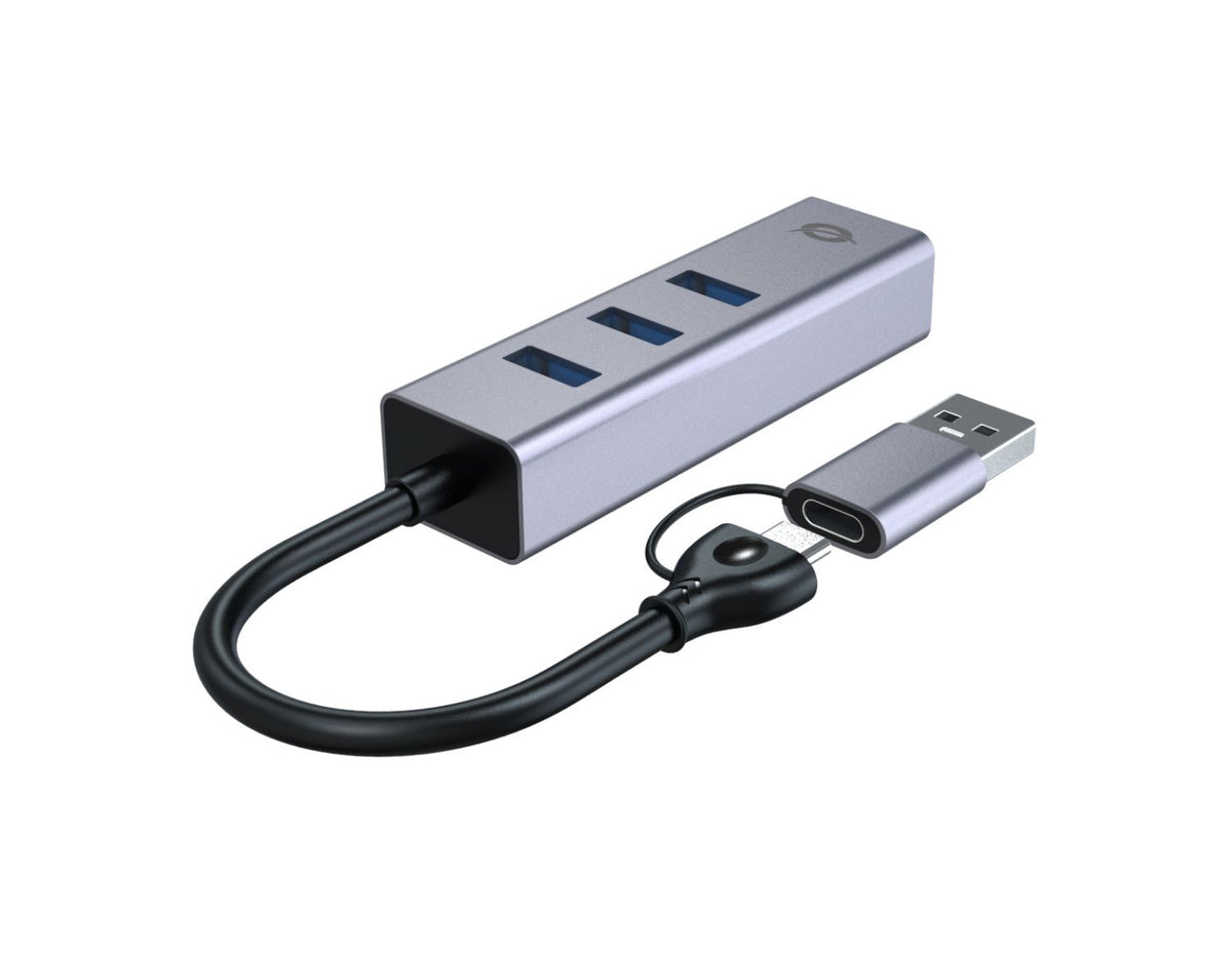 Adaptador CONCEPTRONIC USB-A/C a 3USB-A/1RJ45 (ABBY25G)