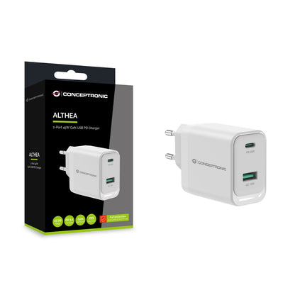 Cargador CONCEPTRONIC USB-A/C 45W PD 3.0 (ALTHEA20W45)