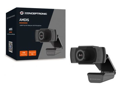 WebCam CONCEPTRONIC FHD USB Micrófono Negra (AMDIS01B)