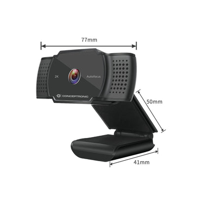 WebCam CONCEPTRONIC 2K FHD Micrófono Negra (AMDIS02B)