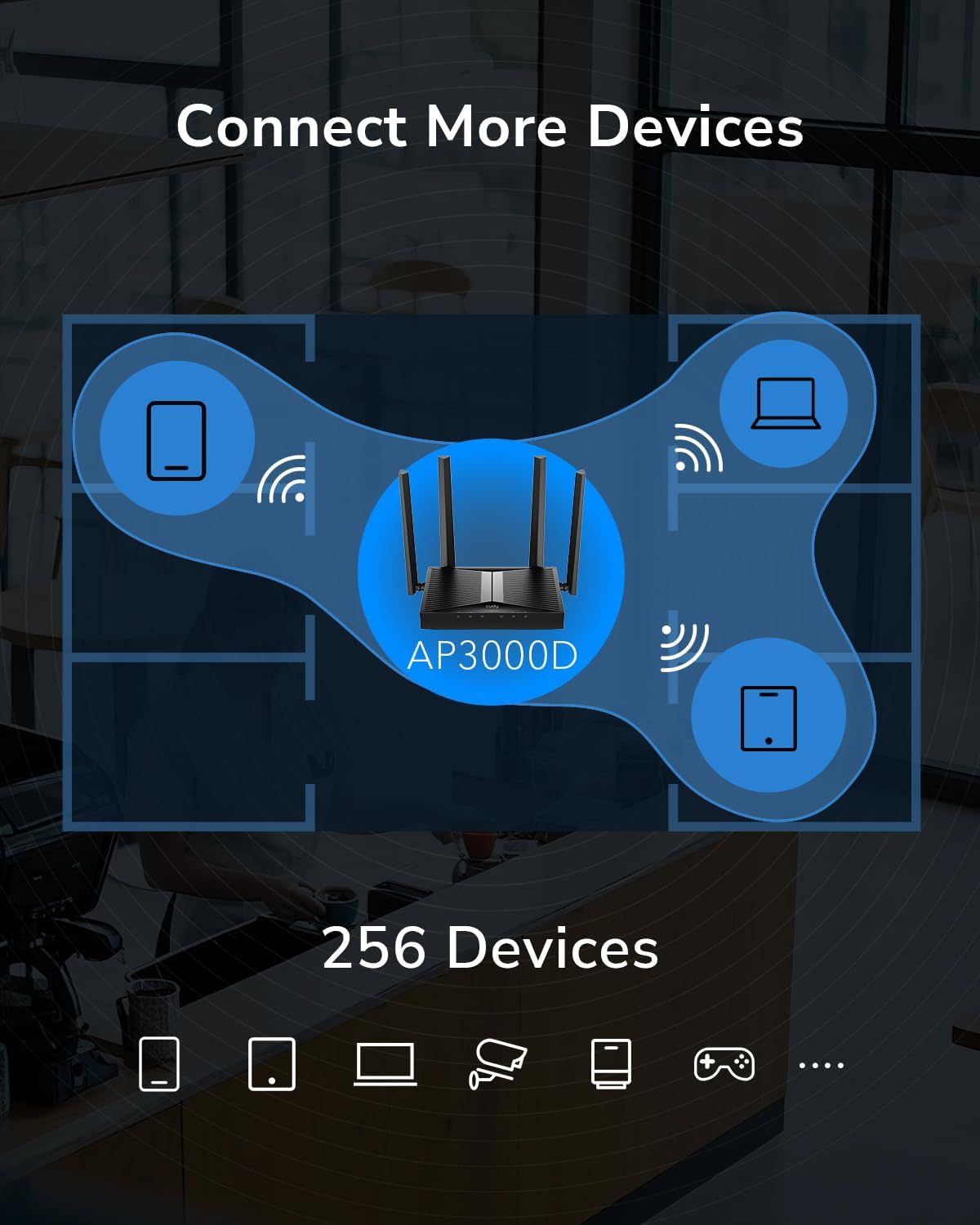 Pto Acceso CUDY 1xRJ45 WiFi 6 Dual Band Negro (AP3000D)