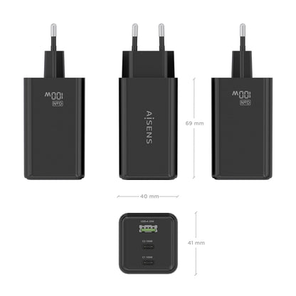 Cargador AISENS 100W 1xUSB-A 2USB-C (ASCH-100W3P052-BK)