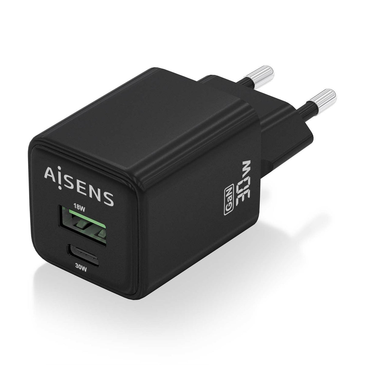 Cargador de Pared AISENS 30W Negro (ASCH-30W2P038-BK)