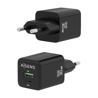 Cargador de Pared AISENS 30W Negro (ASCH-30W2P038-BK)