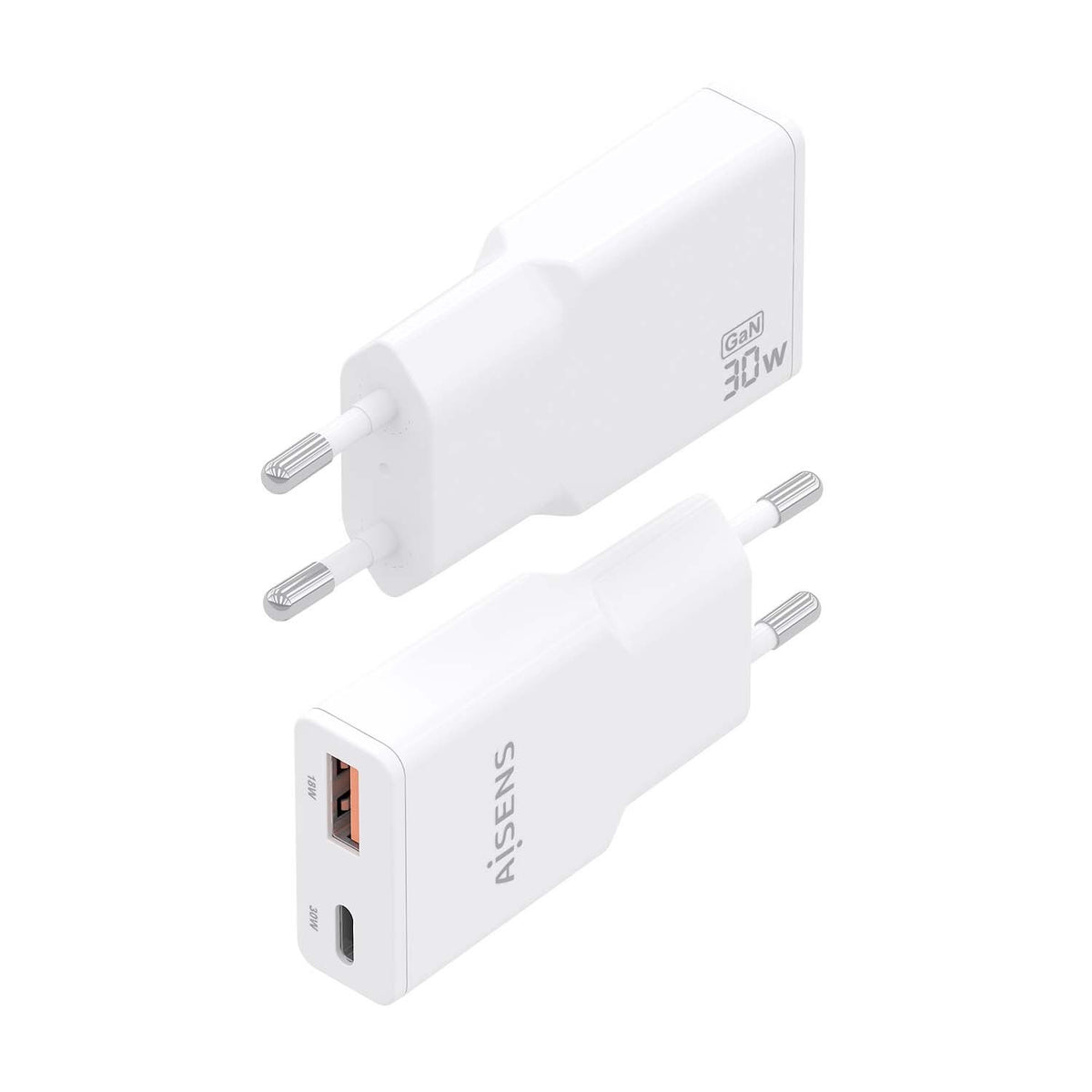 Cargador Pared AISENS USB-A USB-C 30W (ASCH-30W2P046-W)