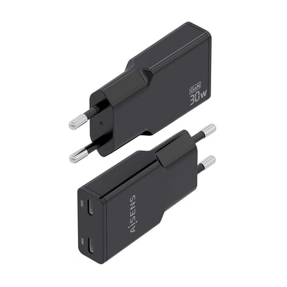 Cargador Pared AISENS 2USB-C 30W Negr(ASCH-30W2P049-BK)