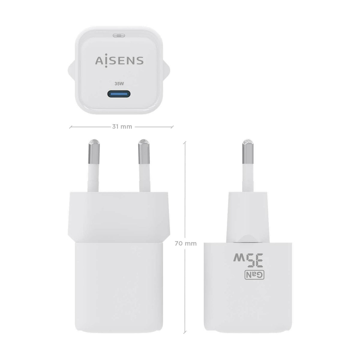 Cargador Pared AISENS 1xUSB-C 35W (ASCH-35W1P022-W)