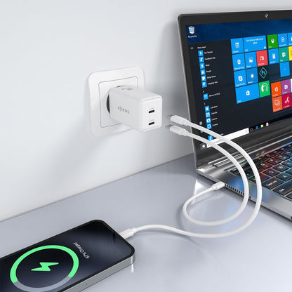 Cargador Pared AISENS GaN 65W 2xUSB-C (ASCH-65W2P078-W)