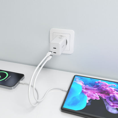 Cargador Pared AISENS GaN 65W 2xUSB-C (ASCH-65W2P078-W)