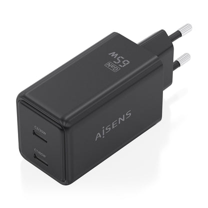 Cargador Pared AISENS GaN 65W 2USB-C (ASCH-65W2P079-BK)