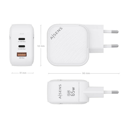 Cargador Pared AISENS USB-A 2USB-C 65W(ASCH-65W3P026-W)