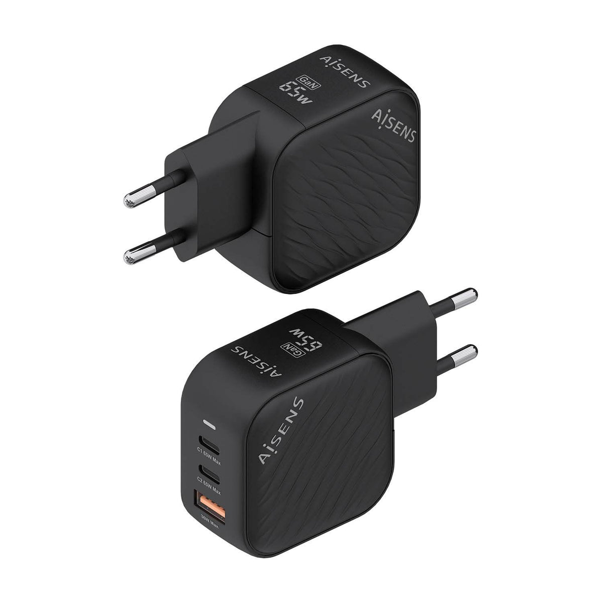 Cargador Pared AISENS USB-A USB-C 65W(ASCH-65W3P027-BK)
