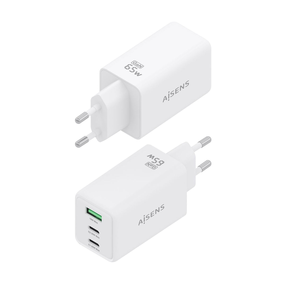 Cargador AISENS 65W 2xUSB-C 1xUSB-A (ASCH-65W3P072-W)