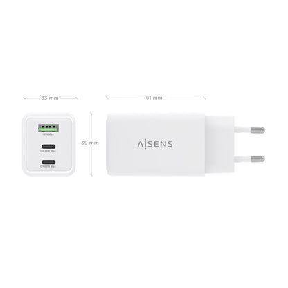 Cargador AISENS 65W 2xUSB-C 1xUSB-A (ASCH-65W3P072-W)