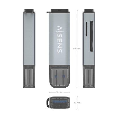 Lector Tarjetas AISENS USB-A 3.0 Gris (ASCR-2A09-GR)