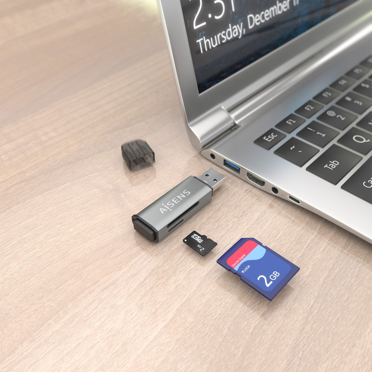 Lector Tarjetas AISENS USB-A 3.0 Gris (ASCR-2A09-GR)