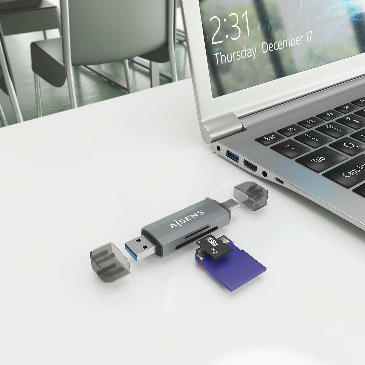 Lector Tarjetas AISENS USB-A/C 3.0 Gris (ASCR-2AC08-GR)