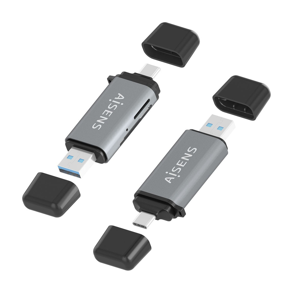 Lector Tarjetas AISENS USB-A/C 3.0 Gris (ASCR-2AC11-GR)