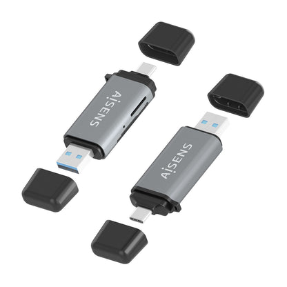 Lector Tarjetas AISENS USB-A/C 3.0 Gris (ASCR-2AC11-GR)