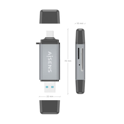 Lector Tarjetas AISENS USB-A/C 3.0 Gris (ASCR-2AC11-GR)