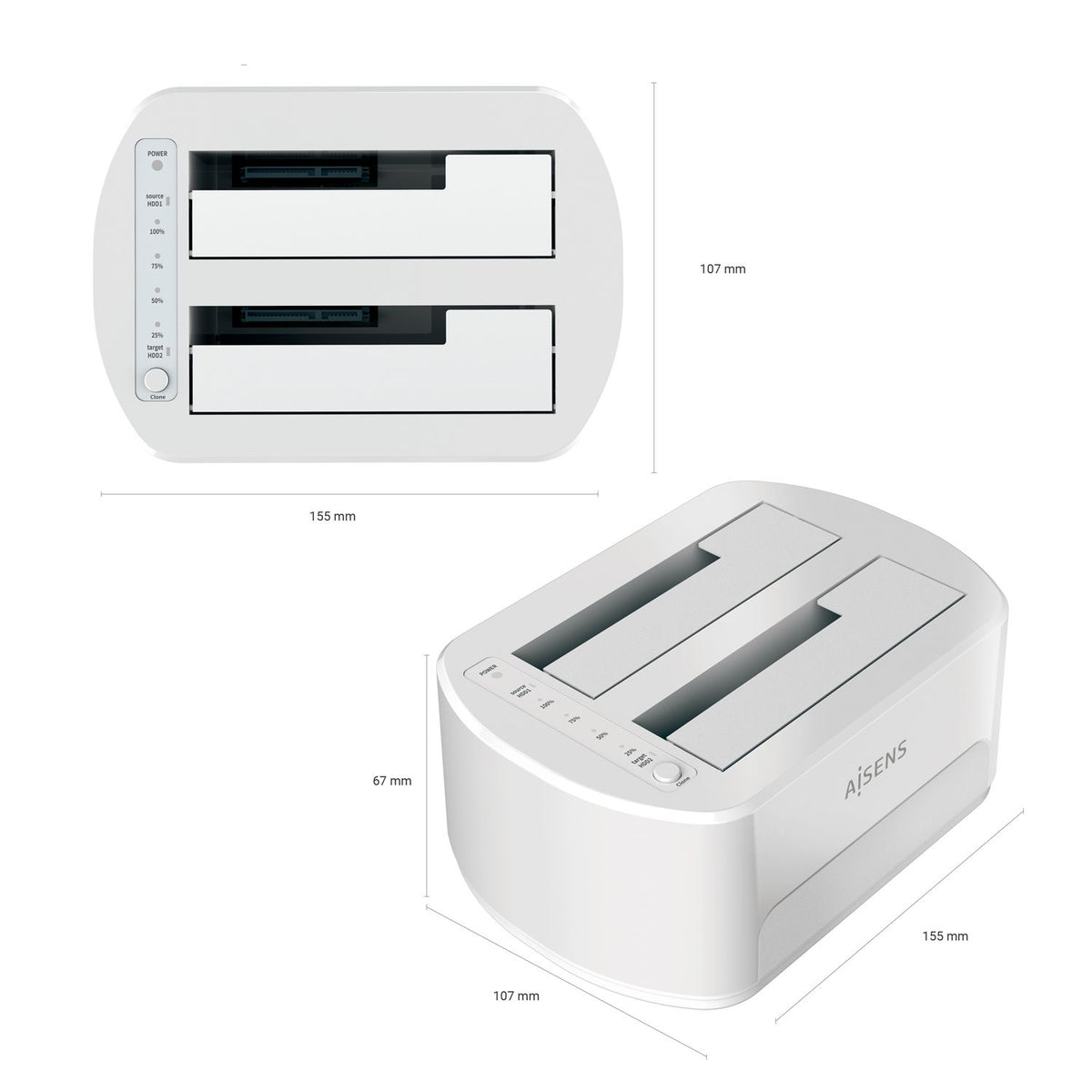 Dock AISENS USB 3.0 SATA 2.5"/3.5" Blanco (ASDS-D02W)