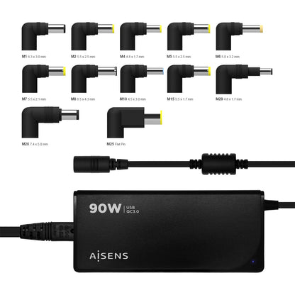 Cargador AISENS 90W 12 DC USB-A Negro (ASLC-90WAUTO-BK)