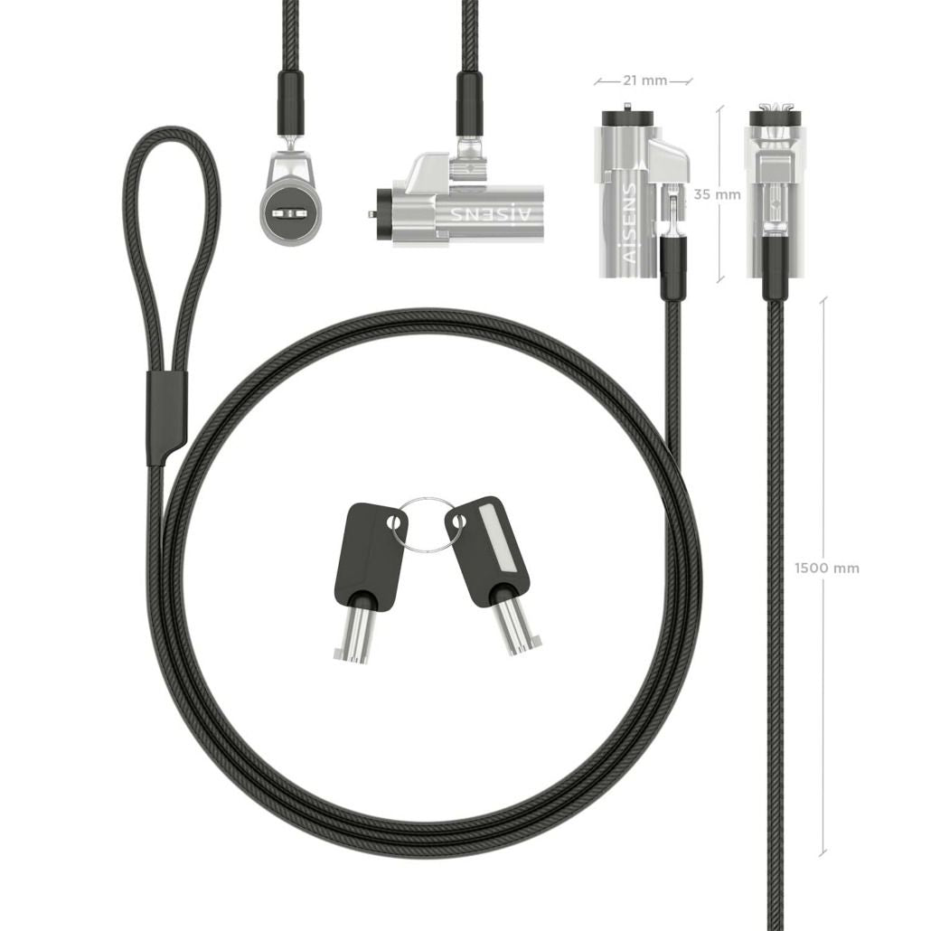 Cable Seguridad AISENS con llave 1.5m (ASLK-D45K06-BK)