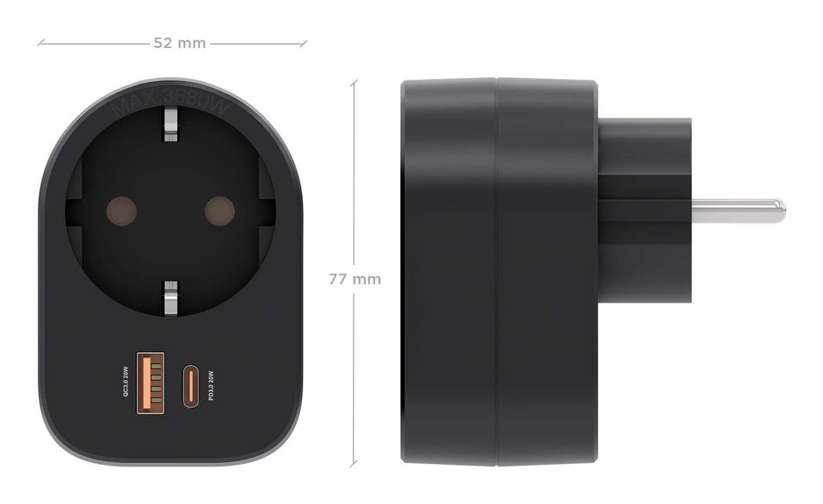 Enchufe AISENS 1Toma 1Usb-C 1Usb-A (ASPS-1A1C07-BK)
