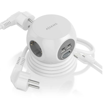 Regleta AISENS 3Schuko 4USB Interruptor (ASPS-2A2C04-W)