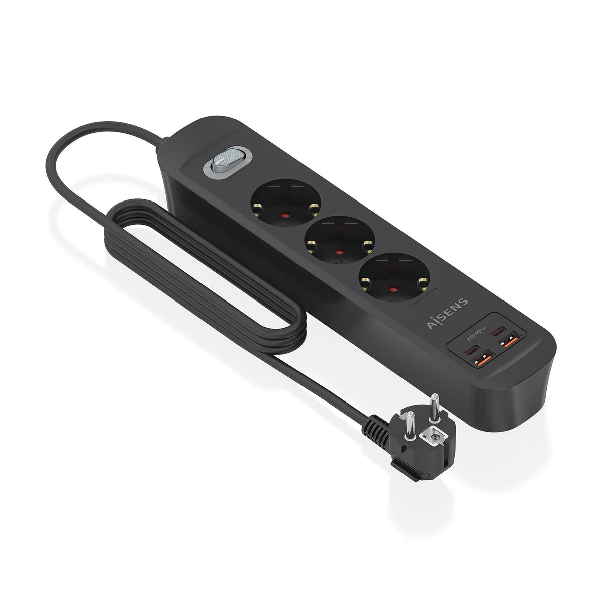 Regleta Aisens 3Tomas 2Usb-C 2Usb-A (ASPS-2A2C11-BK)