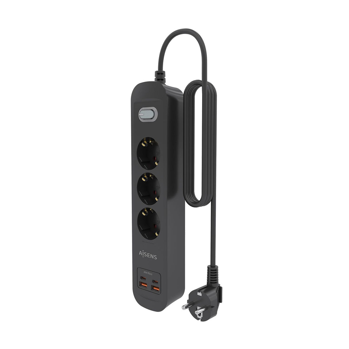 Regleta Aisens 3Tomas 2Usb-C 2Usb-A (ASPS-2A2C11-BK)