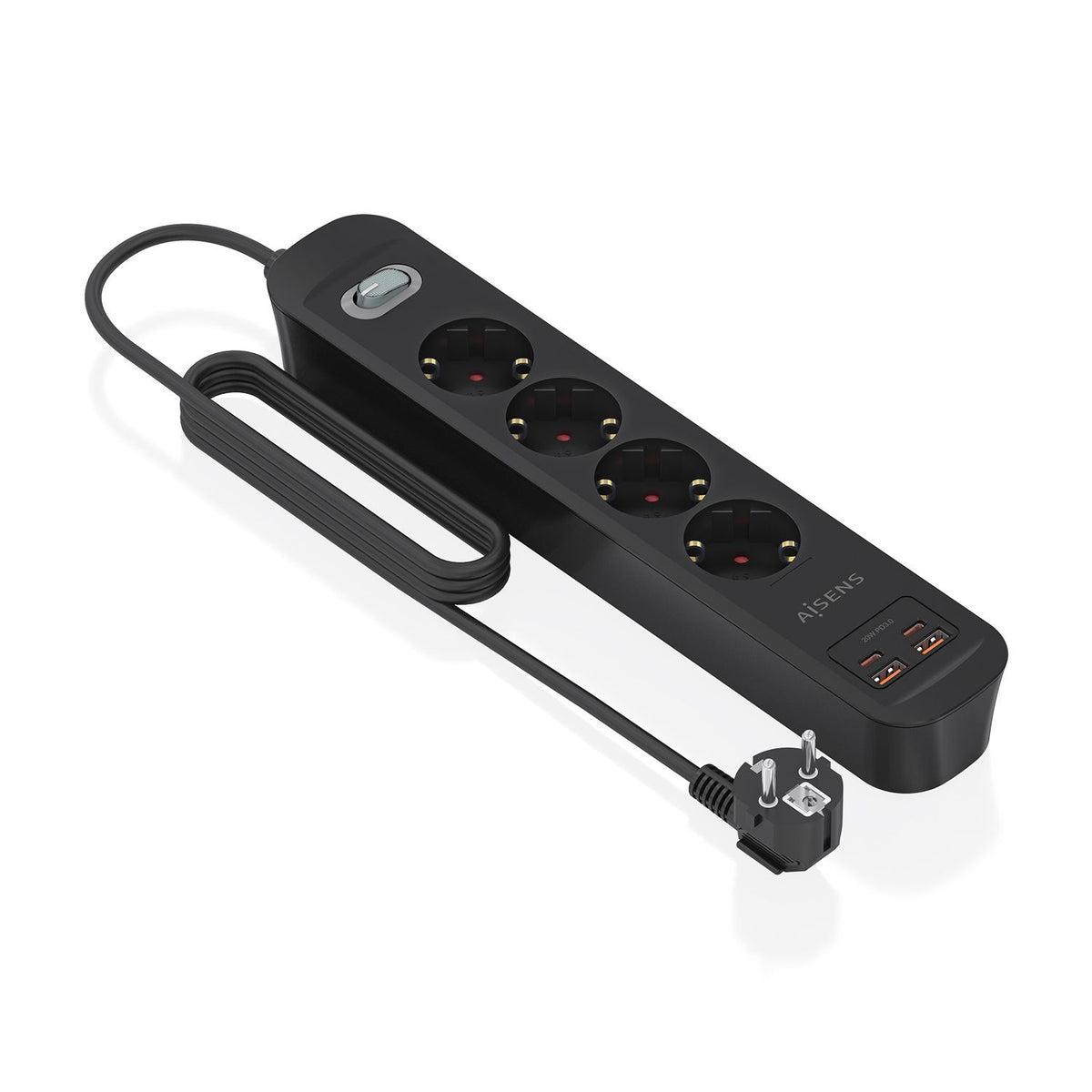 Regleta Aisens 4Tomas 2Usb-C 2Usb-A (ASPS-2A2C13-BK)