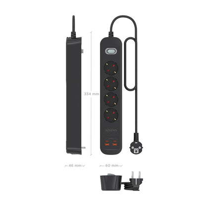 Regleta Aisens 4Tomas 2Usb-C 2Usb-A (ASPS-2A2C13-BK)