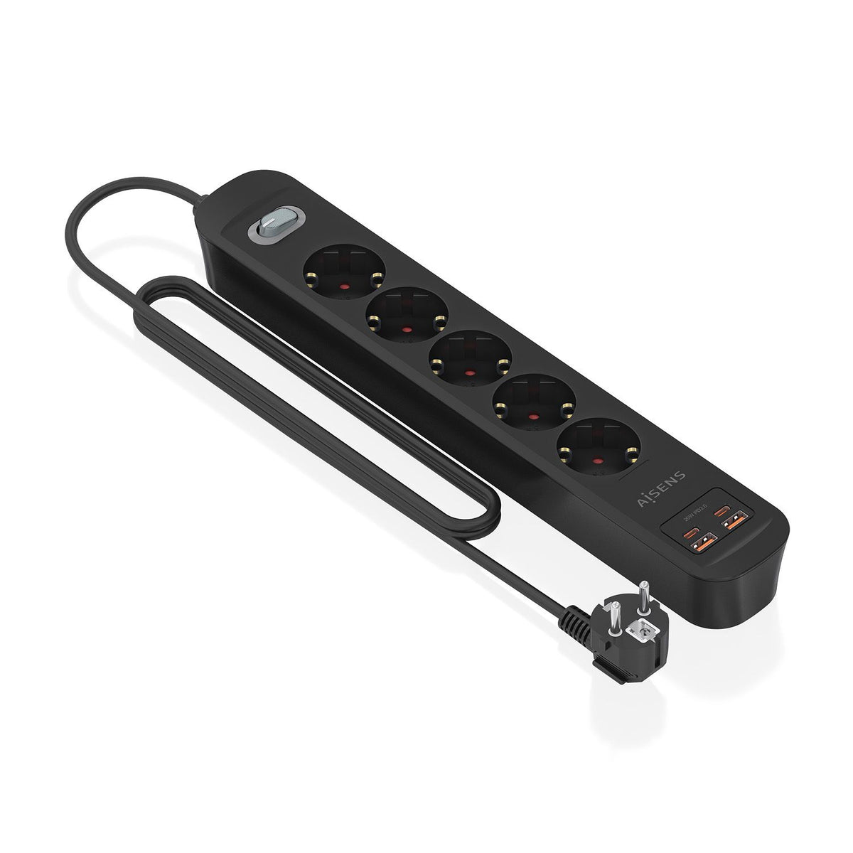 Regleta Aisens 5Tomas 2Usb-C 2Usb-A (ASPS-2A2C15-BK)
