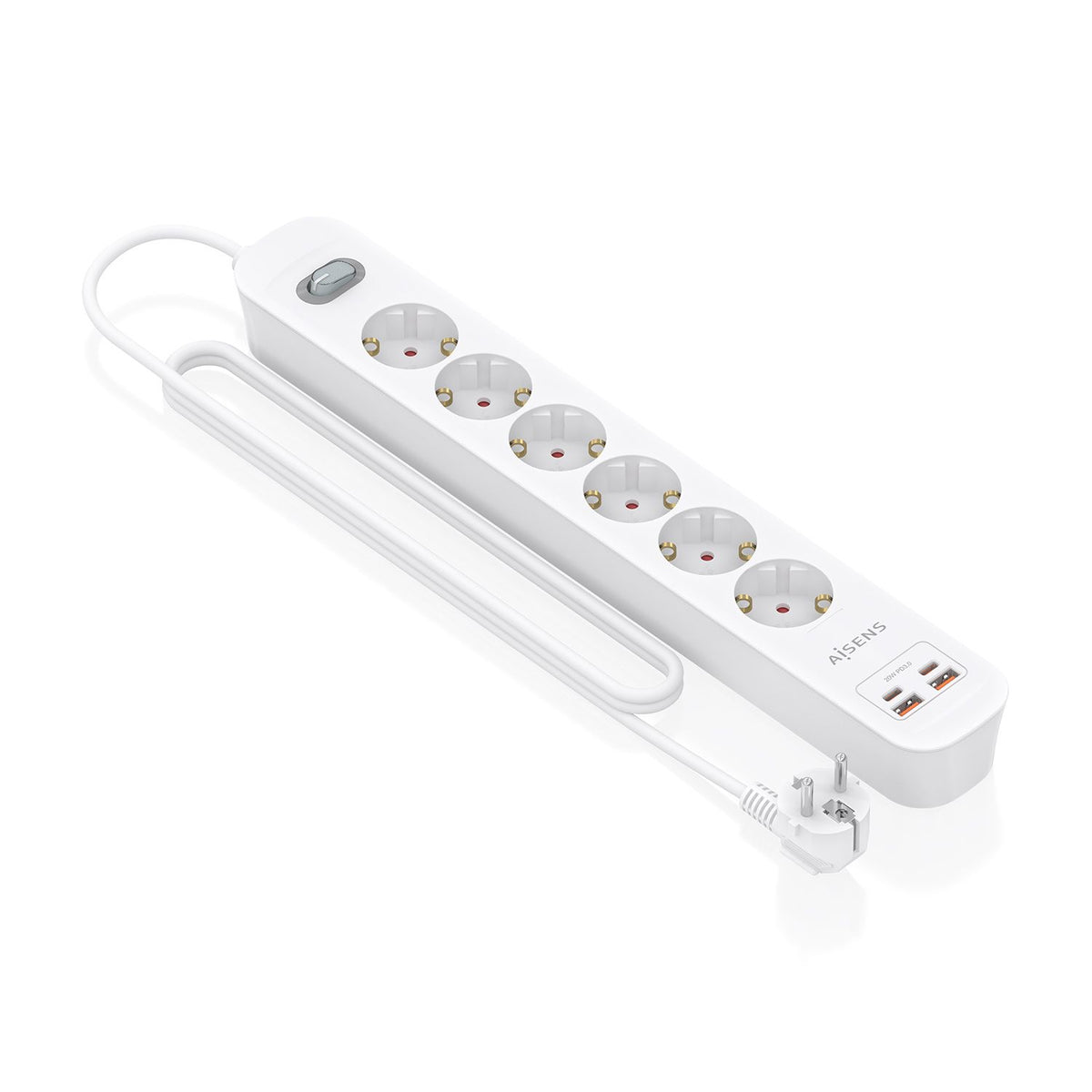 Regleta Aisens 6Tomas 2Usb-C 2Usb-A (ASPS-2A2C16-W)