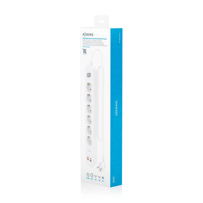 Regleta Aisens 6Tomas 2Usb-C 2Usb-A (ASPS-2A2C16-W)